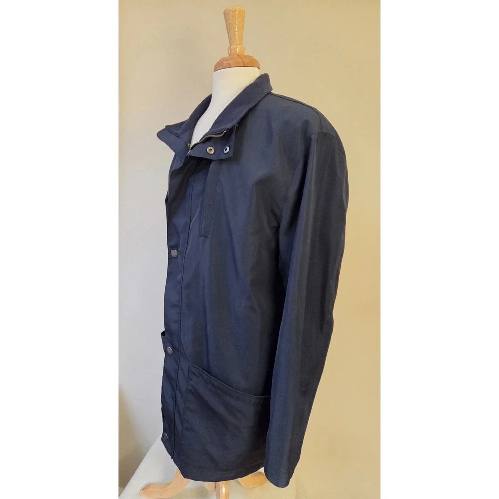 Brooks Brothers 346 Blazer Rain Jacket Coat Men XL Navy Blue Full Zip Snap